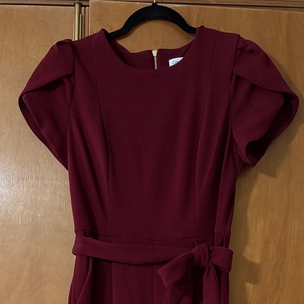 Calvin Klein Women's Tie-Waist Tulip-Sleeve Jumpsuit